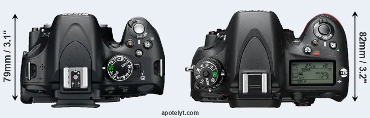 Compare D5100 versus D610 top