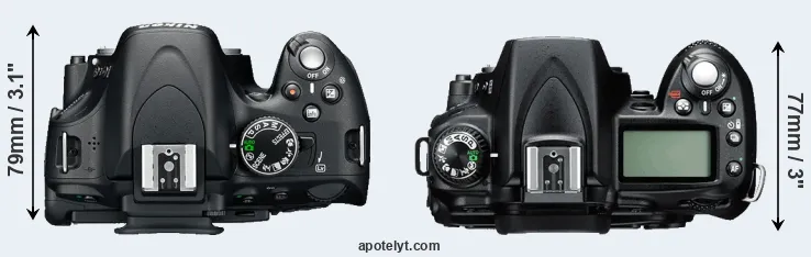 Compare D5100 versus D90 top