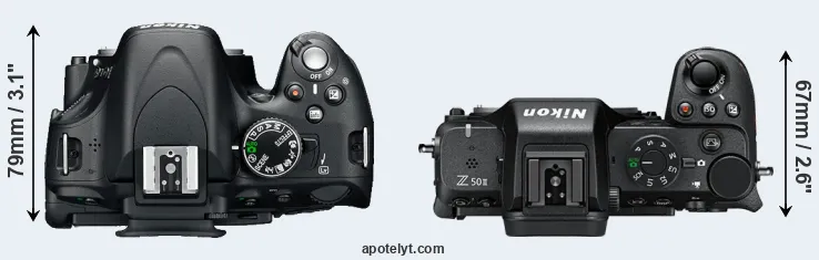 Compare D5100 versus Z50 II top