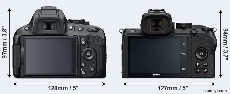 Comparison D5100 or Z50 rear