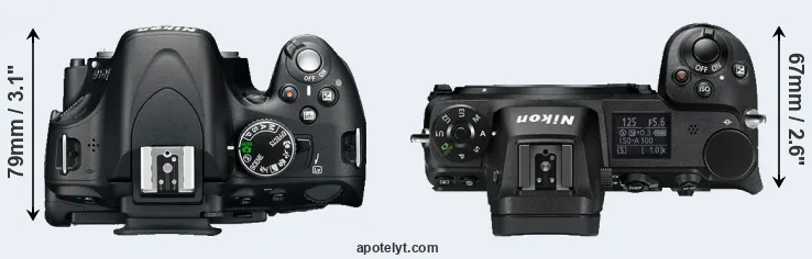 Compare D5100 versus Z6 top
