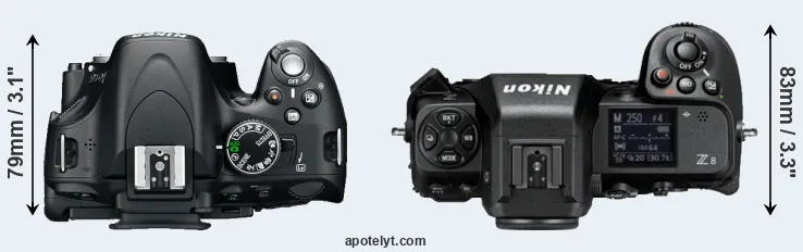 Compare D5100 versus Z8 top