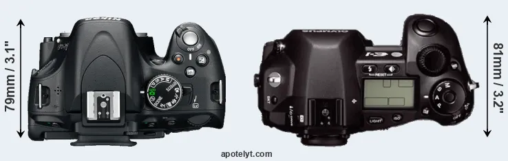 Compare D5100 versus E-1 top
