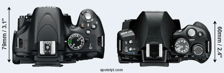Compare D5100 versus E-600 top