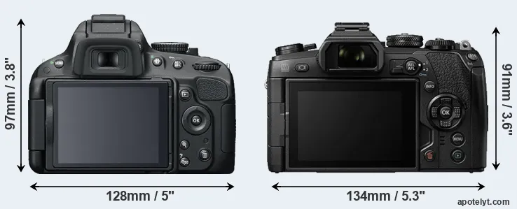 Comparison D5100 or E-M1 II rear
