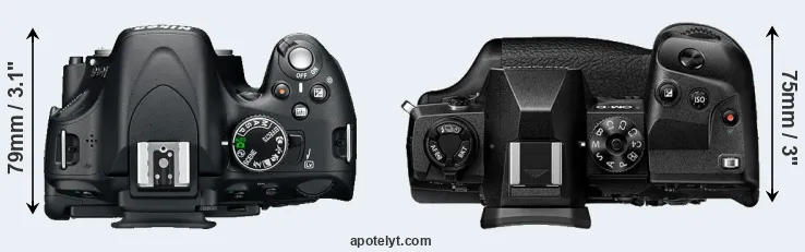Compare D5100 versus E-M1X top