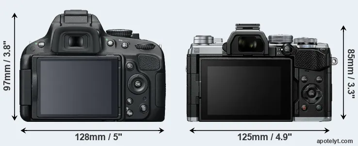 Comparison D5100 or E-M5 III rear