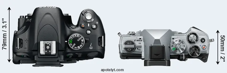 Compare D5100 versus E-M5 III top