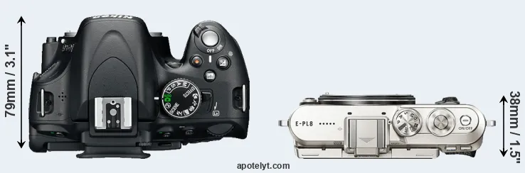 Compare D5100 versus E-PL8 top