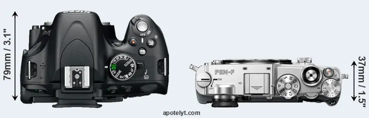 Compare D5100 versus PEN-F top