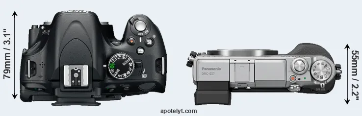 Compare D5100 versus GX7 top