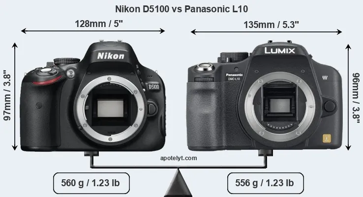 Size Nikon D5100 vs Panasonic L10