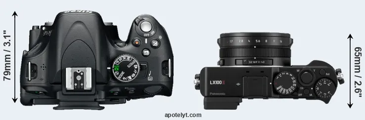 Compare D5100 versus LX100 II top