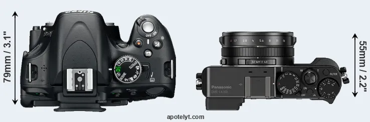 Compare D5100 versus LX100 top