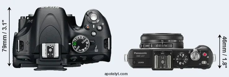 Compare D5100 versus LX7 top