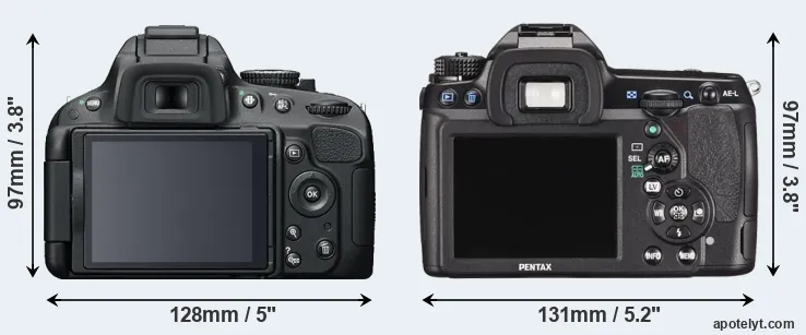 Comparison D5100 or K-5 II rear