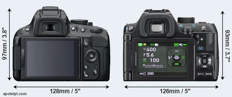Comparison D5100 or K-70 rear