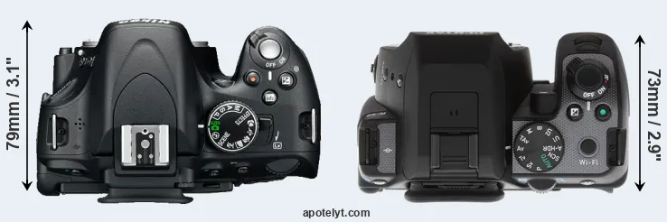 Compare D5100 versus K-S2 top