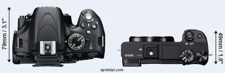 Compare D5100 versus A6300 top