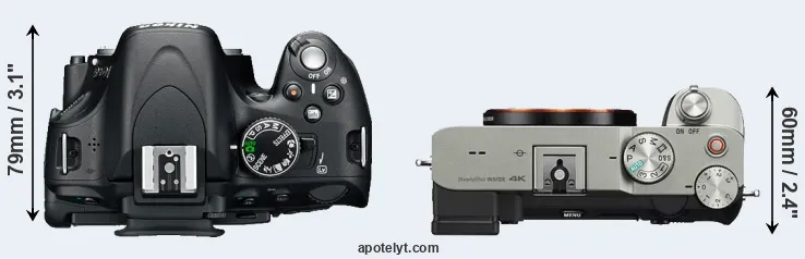 Compare D5100 versus A7C top