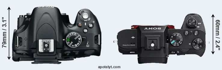 Compare D5100 versus A7R II top
