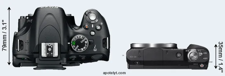 Compare D5100 versus NEX-3N top
