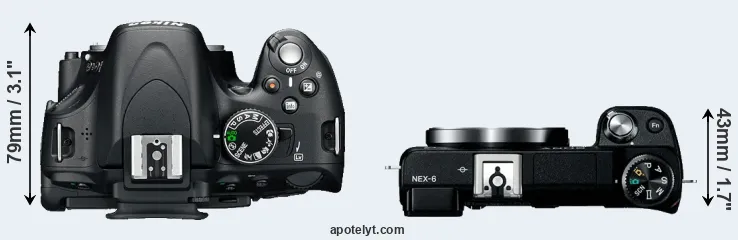 Compare D5100 versus NEX-6 top