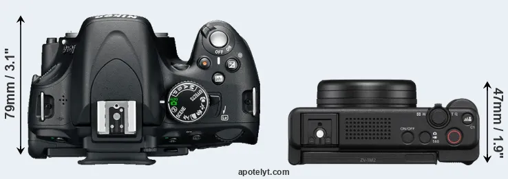 Compare D5100 versus ZV-1 II top