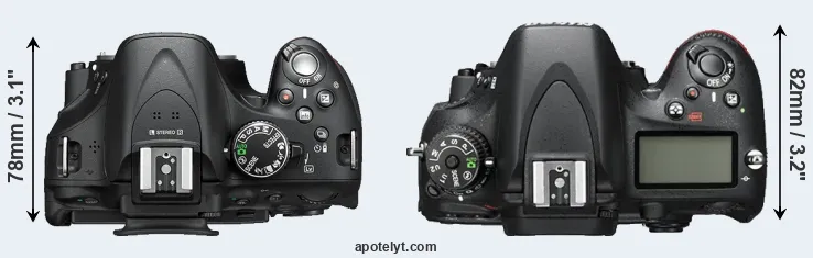 Compare D5200 versus D600 top