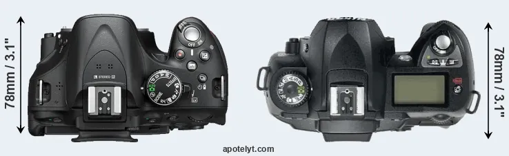 Compare D5200 versus D70 top