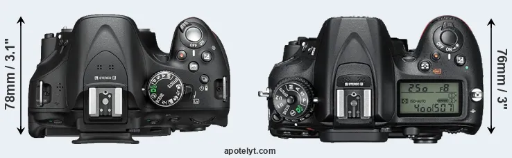 Compare D5200 versus D7200 top