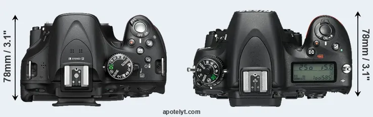 Compare D5200 versus D750 top