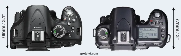 Compare D5200 versus D80 top