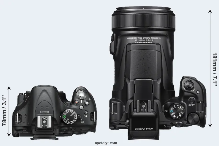 Compare D5200 versus P1000 top