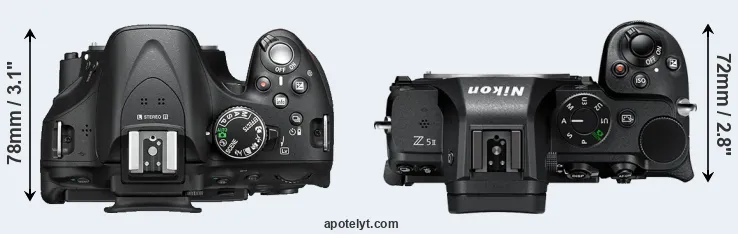 Compare D5200 versus Z5 II top