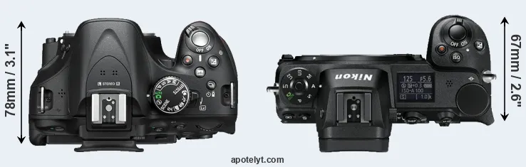 Compare D5200 versus Z6 top