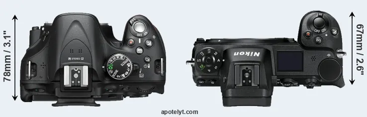 Compare D5200 versus Z7 top