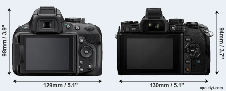 Comparison D5200 or E-M1 rear