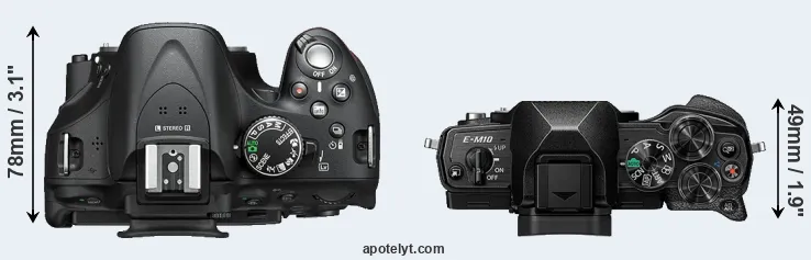 Compare D5200 versus E-M10 IV top