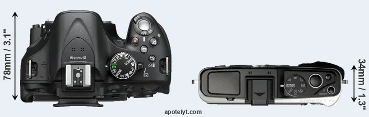 Compare D5200 versus E-P3 top