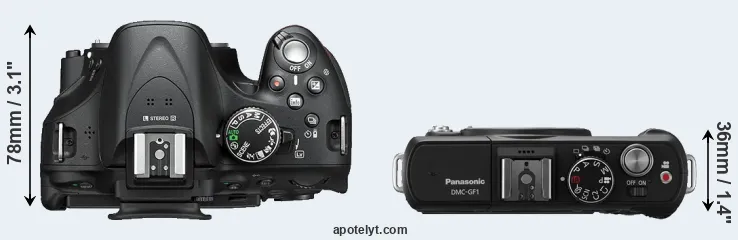 Compare D5200 versus GF1 top