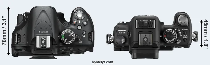 Compare D5200 versus GH1 top
