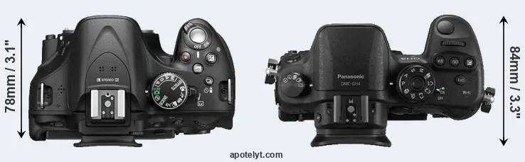 Compare D5200 versus GH4 top