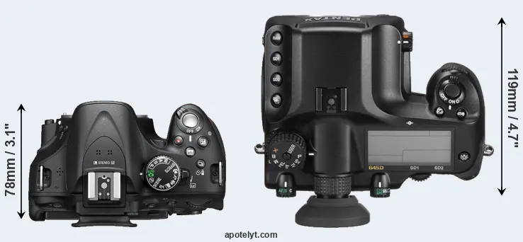 Compare D5200 versus 645D top