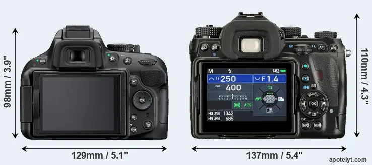 Comparison D5200 or K-1 II rear