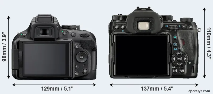 Comparison D5200 or K-1 rear