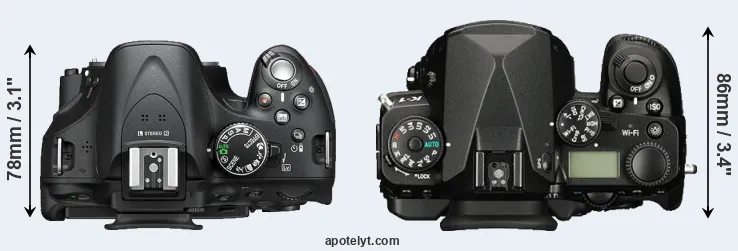 Compare D5200 versus K-1 top