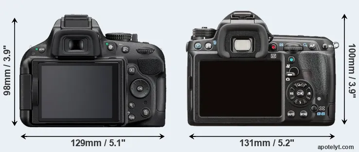 Comparison D5200 or K-3 II rear