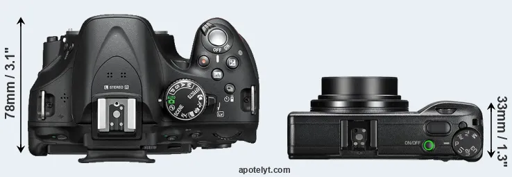 Compare D5200 versus GR III top