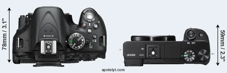 Compare D5200 versus A6100 top